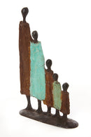 Burkina Bronze Nomad Family of Five Sculpture