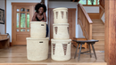 Set of Three Chestnut Arrow Gingerbread Tree Doum Palm Hamper Baskets