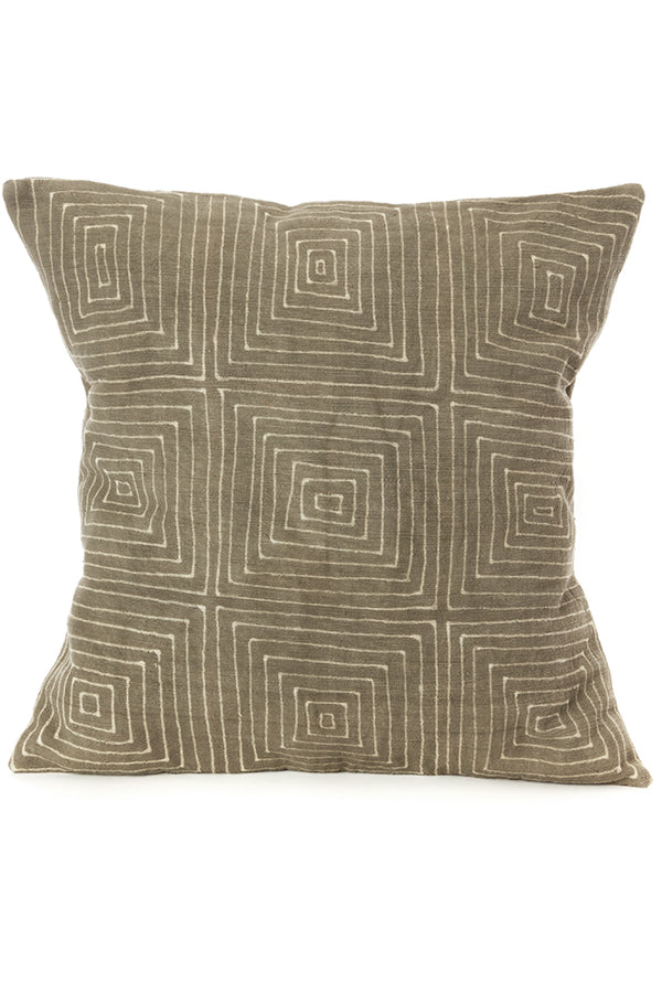 Grey Segou Squares Organic Cotton Pillow with Optional Insert