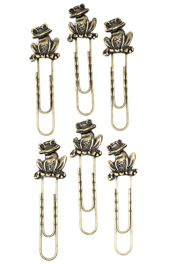 Set of Six Funny Frog Oversize Paper Clips