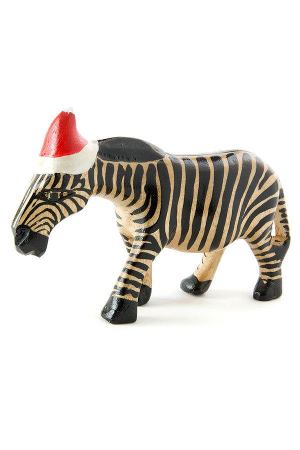 Santa's Little Zebra Helper Sculpture