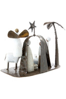 Zimbabwean Serpentine Stone and Metal Archway Nativity Scene