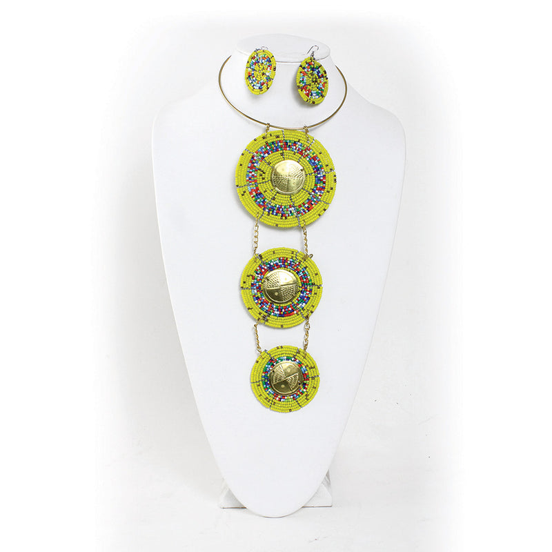 Maasai Bead & Brass Goddess Necklace Set