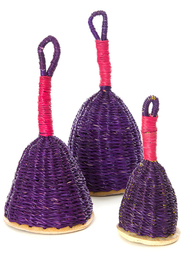 Purple and Pink Woven Elephant Grass Rattles