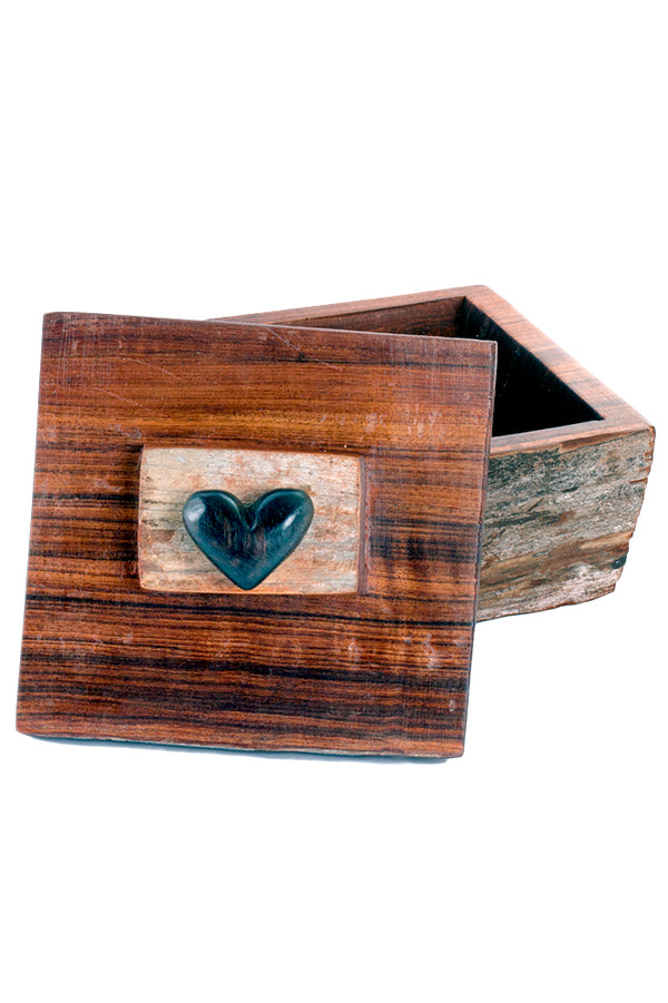 Small Sandalwood Box with Heart Embellishment
