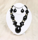 Obsidian Bone Beaded Necklace Set