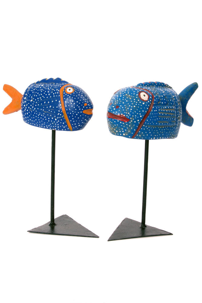 Miniature Blue Bozo Fish Mask from Mali