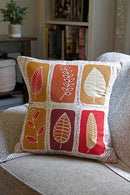 Zambian Hand Painted Lusandwa Leaves Pillow Cover with Optional Insert