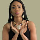 Massive Bone Pendant Beaded Necklace Set