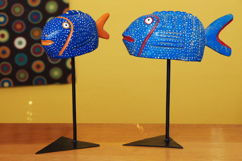 Miniature Blue Bozo Fish Mask from Mali