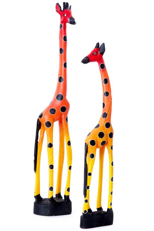 Glowing Ember Jacaranda Wood Giraffe Sculptures