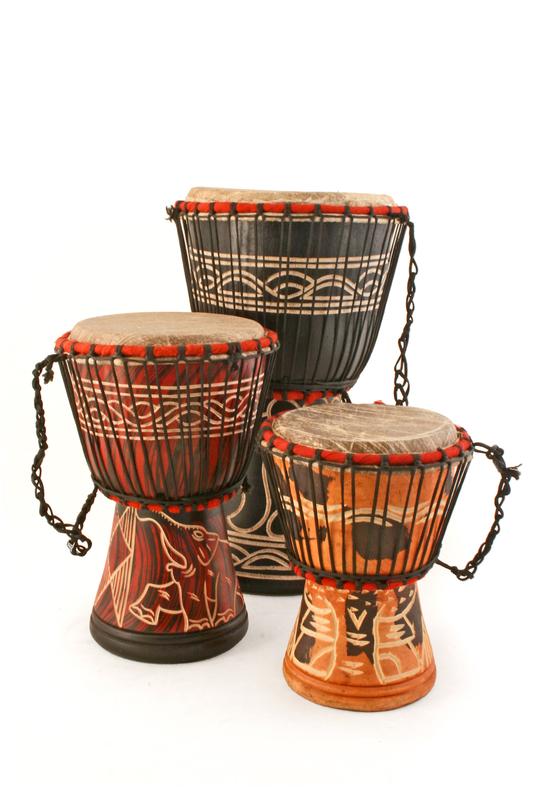 Ghanaian Djembe Hand Drum Assorted Patterns