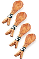 Set of 4 Omena Wild Olivewood Fish Spoons with Bone