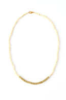 Ajuna Zoe Paper Bead and Brass Necklace in Cream