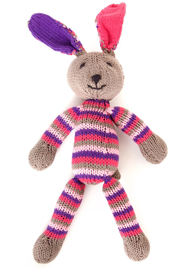 Kenana Knitters Pink Striped Cotton Bunny Rabbit