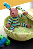 Kenana Knitters Green & Blue Striped Cotton Bunny Rabbit