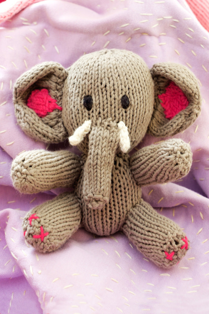Kenana Knitters Little Rascal Elephant with Pink Ears