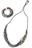 Sky Multi-Strand Zulugrass & Acacia Wood Necklace