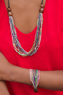 Potpourri Multi-Strand Zulugrass & Acacia Wood Necklace