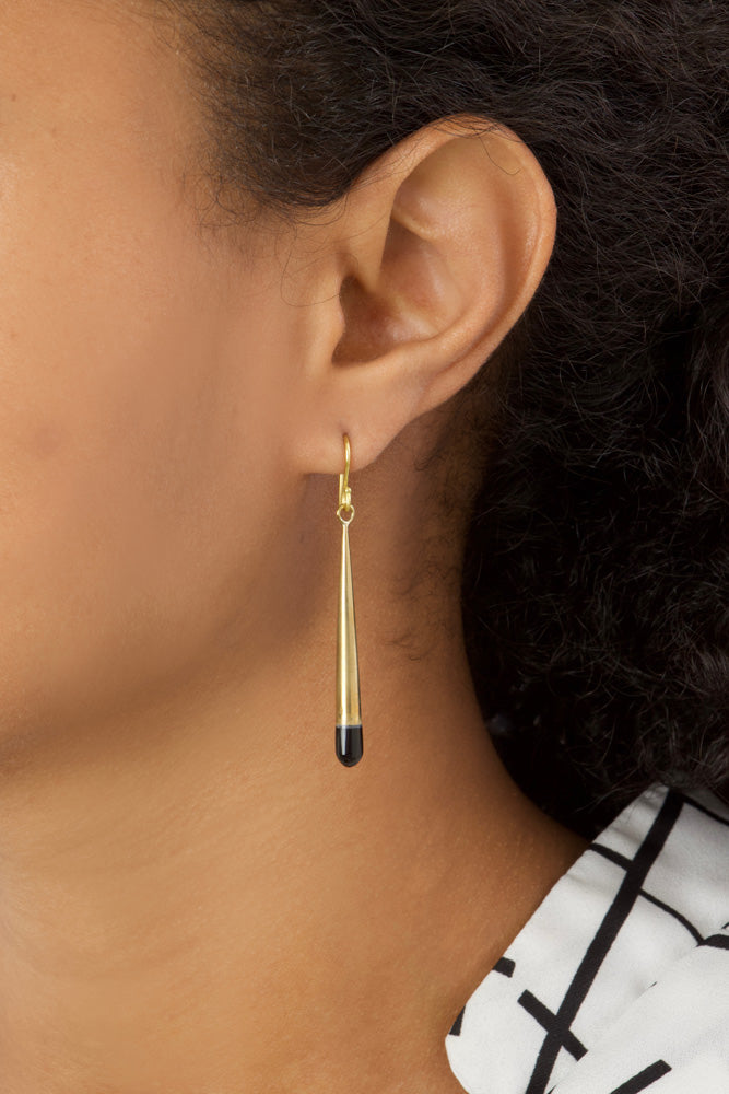 Kenyan Brass & Cow Horn Torpedo Earrings