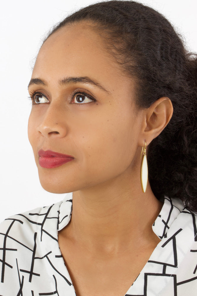 Kenyan Brass & Cow Bone Lancet Earrings