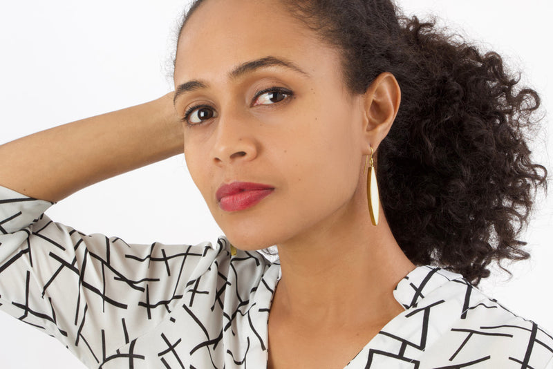 Kenyan Brass & Cow Bone Lancet Earrings