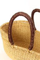 Ghanaian Natural Handmade Doll Bassinet with Leather Handles