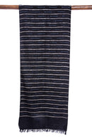 Ethiopian Henok Cotton & Silk Scarf with Blue Accents