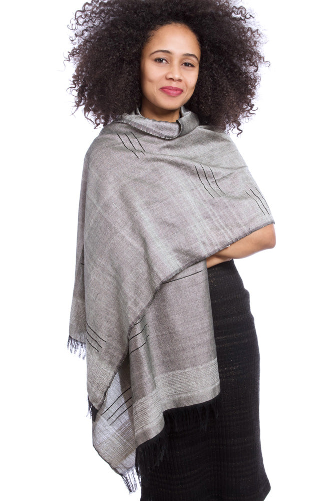 Pewter Shimmer Ethiopian Cotton Triad Shawl