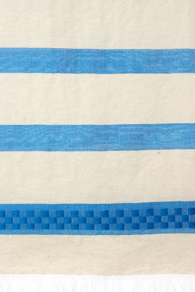 Azure Banded Ethiopian Cotton Shawl