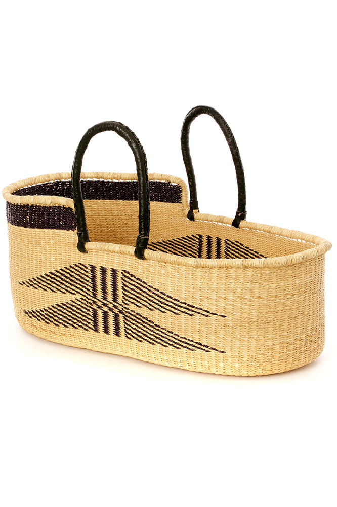 Ghanaian Angel Wings Moses Basket with Leather Handles