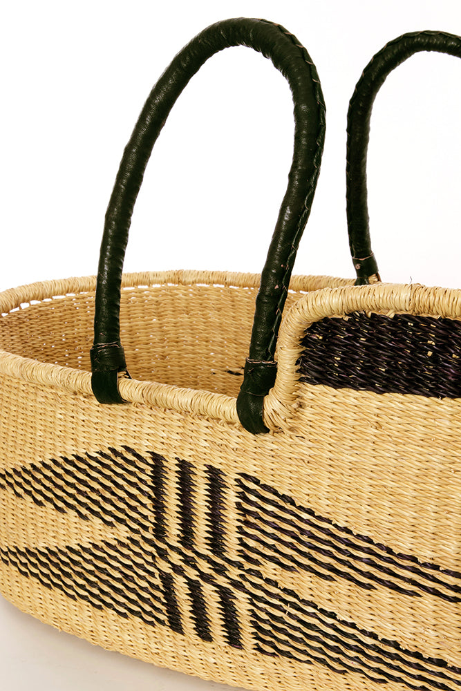 Ghanaian Angel Wings Moses Basket with Leather Handles
