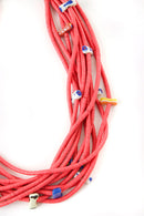 Pink Togo Vulcanite Heishi Bead and Powdered Glass Necklace