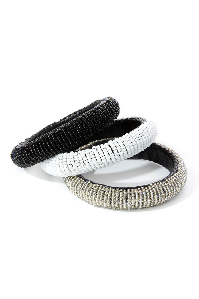 Silver Beaded Leather Bracelet from Kenya