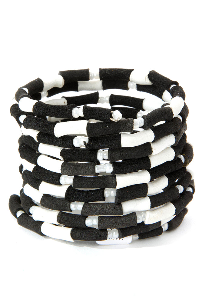 Zebra Recycled Flip Flop Coil Bracelet