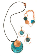 Copper Viridian Disc Earrings