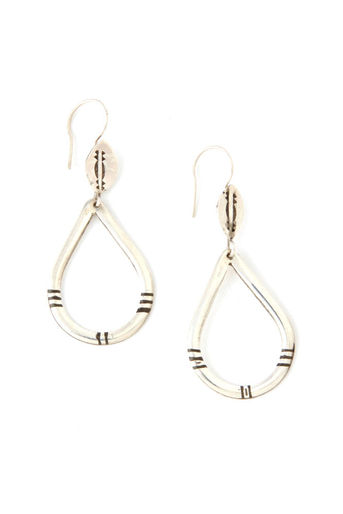 Tuareg Silver Cowrie Shell Droplet Earrings