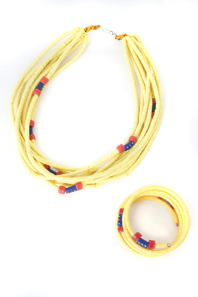 Yellow Phono Disc Coil Bracelet
