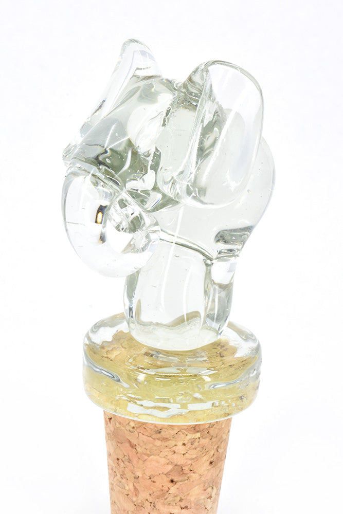 Handblown Recycled Glass Elephant Bottle Stopper