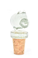 Handblown Recycled Glass Hippo Bottle Stopper