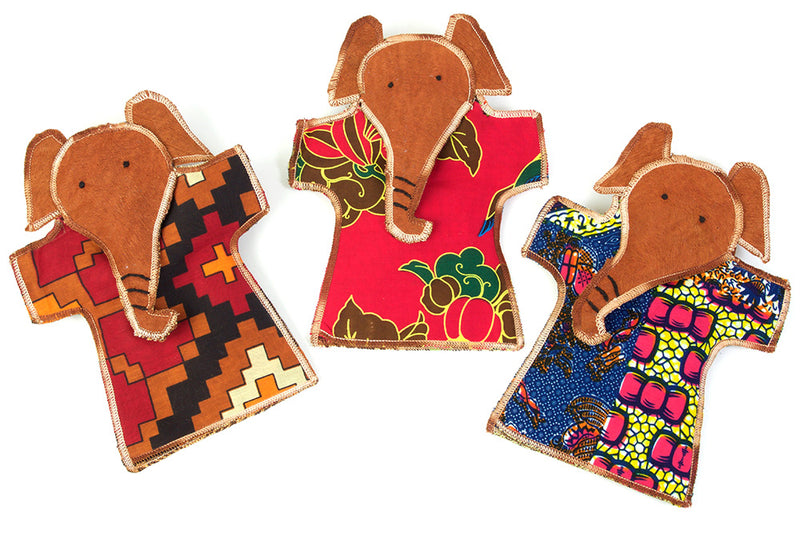 Tanzanian Kanga Elephant Hand Puppet