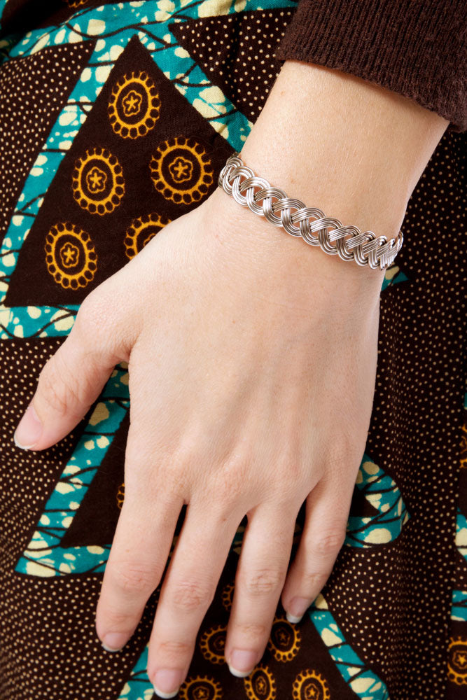 Kenyan Braided Silver Cuff Bracelet