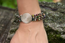Kenyan Rainbow Beaded Bracelet with Silver Coil