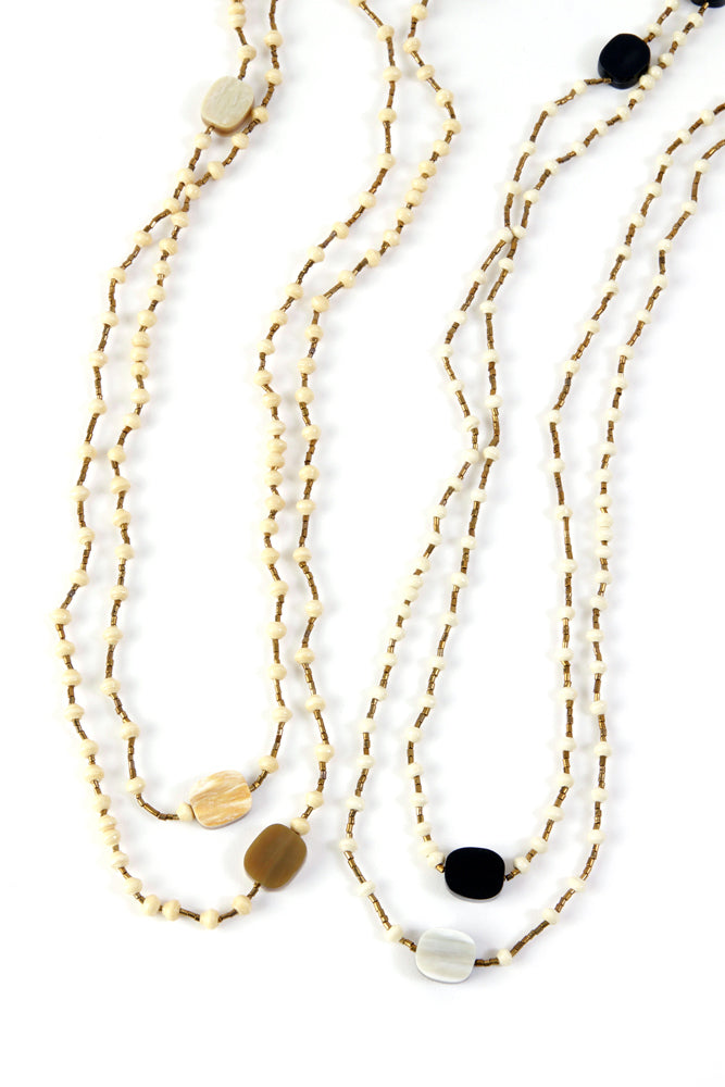 Ajuna Malaika Paper Bead Wrap Necklace in Cream