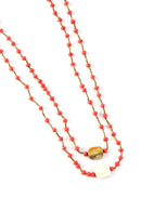 Ajuna Malaika Paper Bead Wrap Necklace in Coral