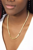 Ajuna Zoe Paper Bead and Brass Necklace in Cream