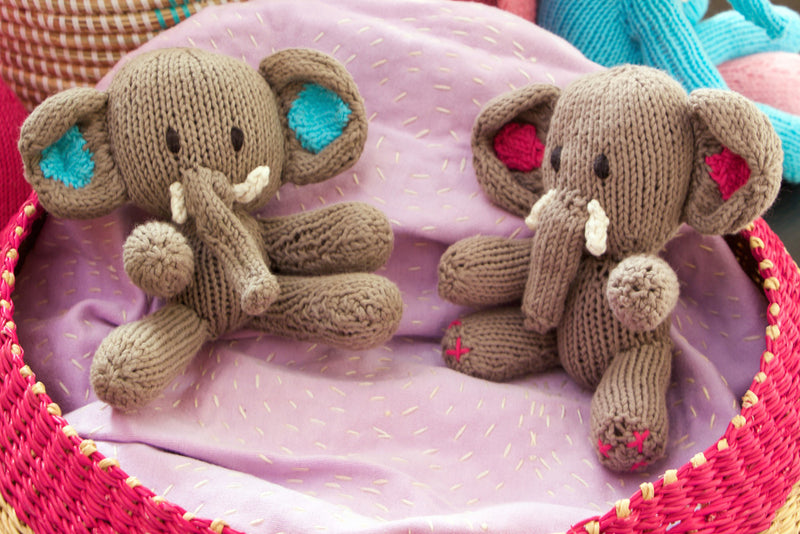 Kenana Knitters Little Rascal Elephant with Pink Ears