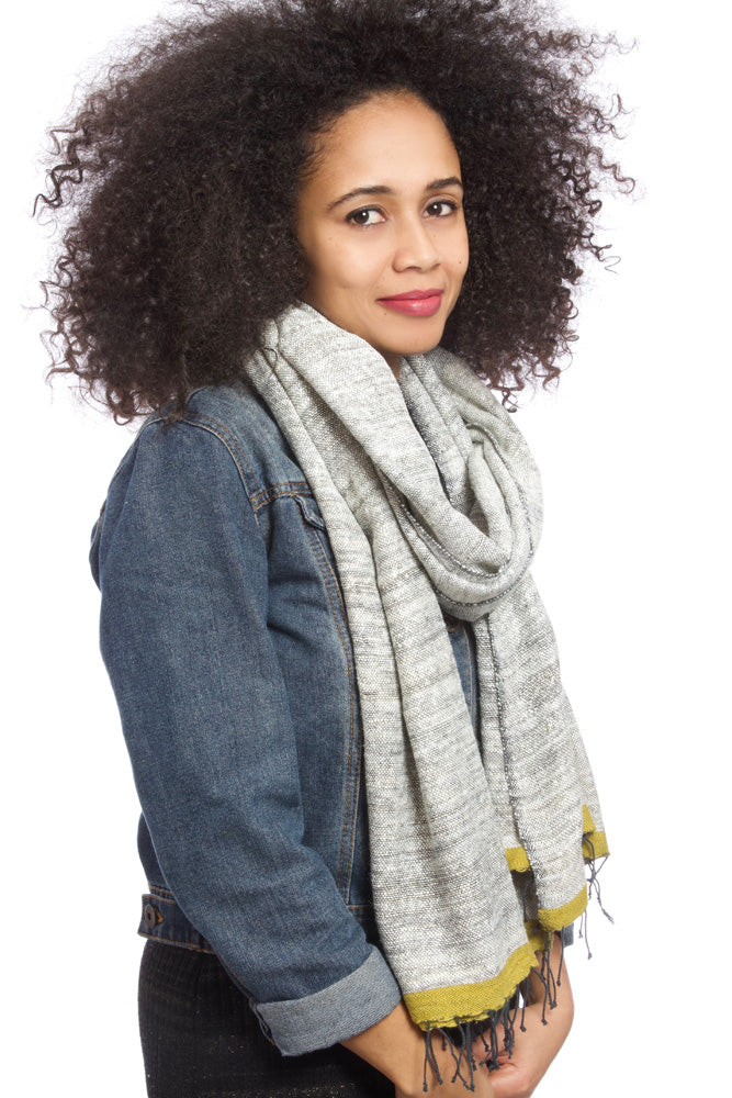 Ethiopian Stella Shawl with Olive Border