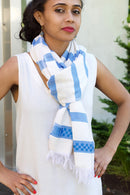 Azure Banded Ethiopian Cotton Shawl