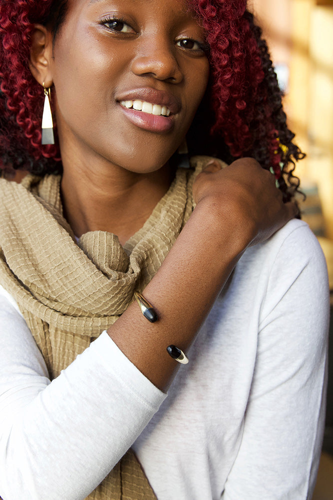 Kenyan Brass and Cow Horn Pirouette Bracelet